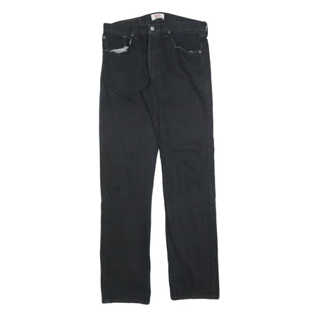 LEVI'S 501 Mens Jeans Black Regular Straight Denim W32 L34 Classic Button