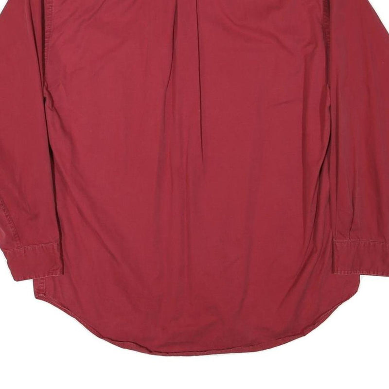 TOMMY HILFIGER Mens Red Button Down Shirt M Embroidered Logo Classic Fit