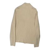 Ralph Lauren Ribbed Knit Zip Up - 2XL Cream Cotton