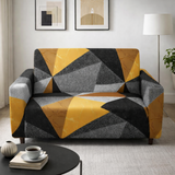 Anyseat 2-Seater Sofa Cover – Golden Yellow Geometric Style Slipcover for Living Room Chair Protection