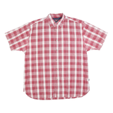 WRANGLER Mens Red & White Check Shirt Cotton Blend L Casual Button-Down Summer