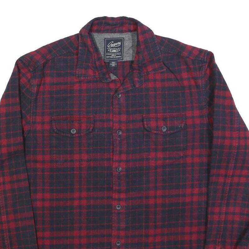 GRAYERS Mens Red & Black Check Flannel Shirt L Cotton Blend Casual Button Up