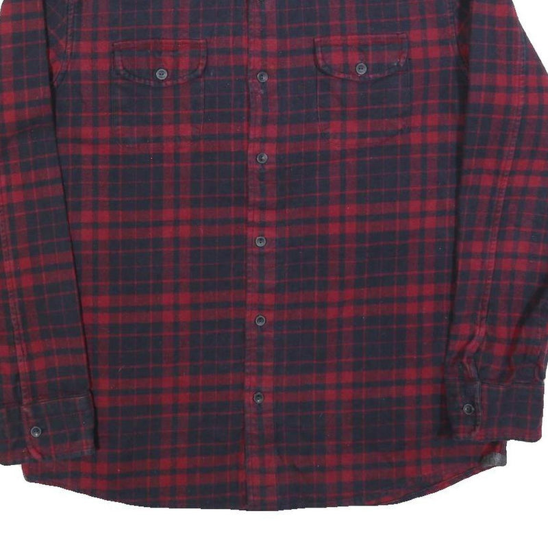 GRAYERS Mens Red & Black Check Flannel Shirt L Cotton Blend Casual Button Up