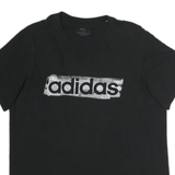 ADIDAS Mens Black Graphic T-Shirt L Short Sleeve Crew Neck Logo Print