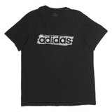 ADIDAS Mens Black Graphic T-Shirt L Short Sleeve Crew Neck Logo Print