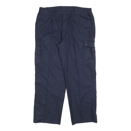 MARSUM Mens Cotton Blend Navy Relaxed Straight Trousers W34 L28 Casual Cargo