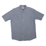 WRANGLER Mens Blue Plain Short Sleeve Shirt L Casual Cotton Blend