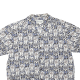 BISHOP ST. APPAREL Mens Blue & Grey Cotton Blend Short Sleeve Shirt L Casual