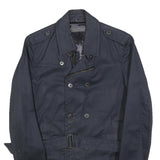 IKKS PURE EDITION Womens Navy Blue Classic Cotton Blend Button Jacket M