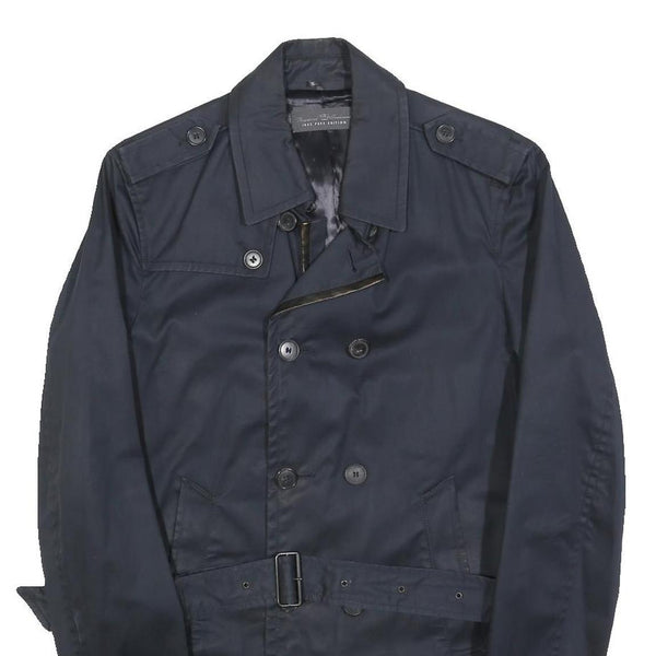 IKKS PURE EDITION Womens Navy Blue Classic Cotton Blend Button Jacket M