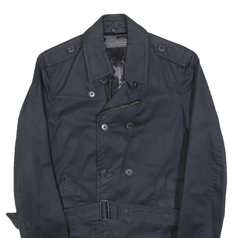 IKKS PURE EDITION Womens Navy Blue Classic Cotton Blend Button Jacket M