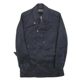 IKKS PURE EDITION Womens Navy Blue Classic Cotton Blend Button Jacket M