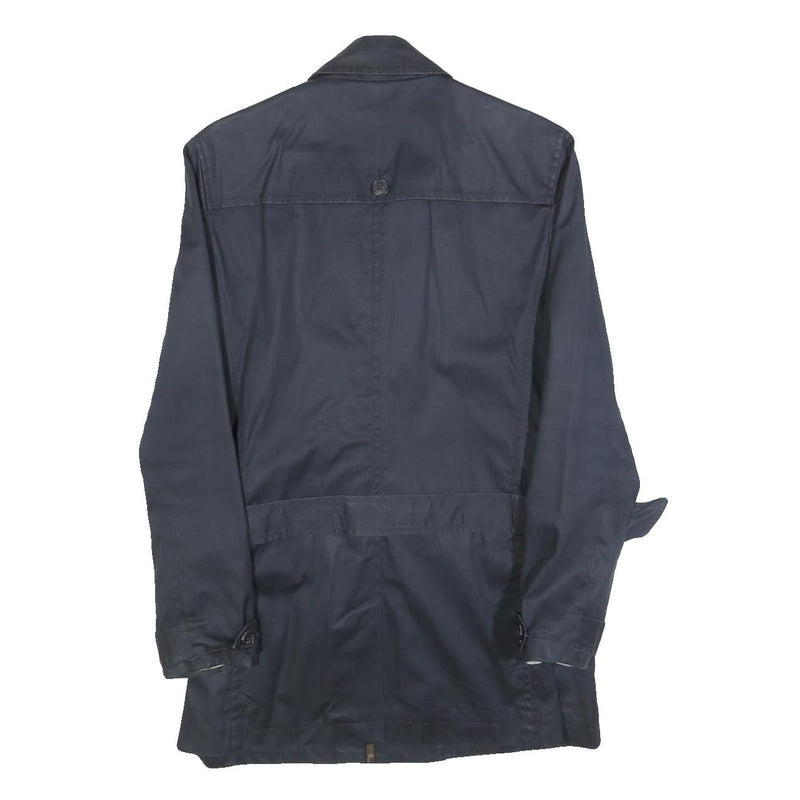 IKKS PURE EDITION Womens Navy Blue Classic Cotton Blend Button Jacket M