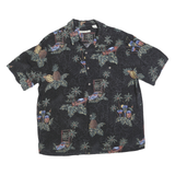 BATIK BAY Mens Black Tropical Print Rayon Shirt XL Summer Casual Beachwear
