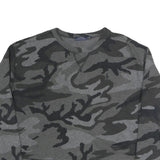 POLO RALPH LAUREN Womens Grey & Black Camouflage Crew Neck L Cotton Blend