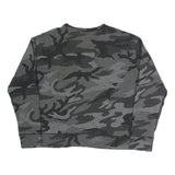 POLO RALPH LAUREN Womens Grey & Black Camouflage Crew Neck L Cotton Blend