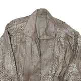 Womens Beige Leather Button Jacket S Plain Unique Stylish Fashionable