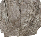 Womens Beige Leather Button Jacket S Plain Unique Stylish Fashionable