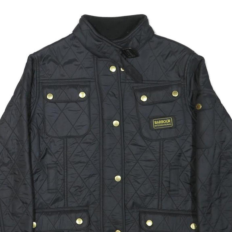 BARBOUR INTERNATIONAL Womens Black Quilted Jacket 2XL Polyester Blend Button