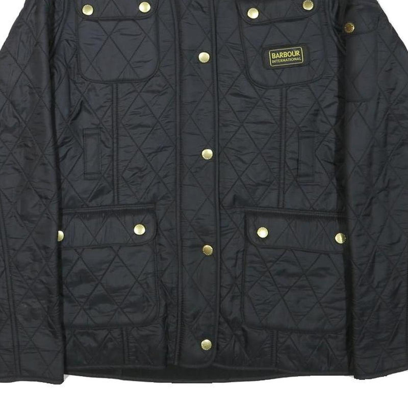 BARBOUR INTERNATIONAL Womens Black Quilted Jacket 2XL Polyester Blend Button