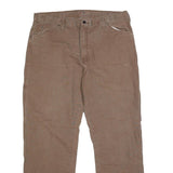 DICKIES Mens Cotton Blend Brown Regular Straight Trousers W40 L32 Workwear Zip