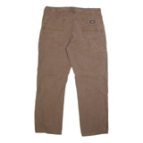 DICKIES Mens Cotton Blend Brown Regular Straight Trousers W40 L32 Workwear Zip