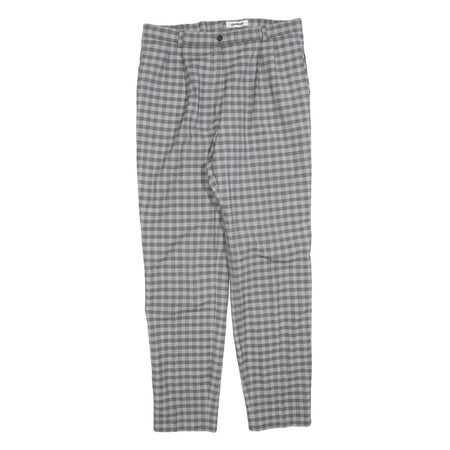 GARDEUR Womens Wool Blend Grey Check Regular Fit Straight Leg Trousers W32 L30