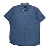 Tommy Hilfiger Striped Short Sleeve Shirt - Large Blue Cotton