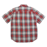 CARHARTT Mens Red & White Plaid Shirt L Cotton Button Short Sleeve Casual