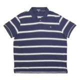POLO RALPH LAUREN Mens Blue & White Striped Short Sleeve Polo Shirt 2XL Cotton