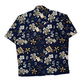Rokok Floral Hawaiian Shirt - Large Brown Cotton