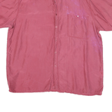 Womens Pink Silk Shirt XL Short Sleeve Button Collar Casual Relaxed Fit