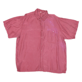 Womens Pink Silk Shirt XL Short Sleeve Button Collar Casual Relaxed Fit