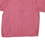 Womens Pink Silk Shirt XL Short Sleeve Button Collar Casual Relaxed Fit