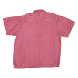 Womens Pink Silk Shirt XL Short Sleeve Button Collar Casual Relaxed Fit