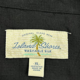 Island Shores Striped Hawaiian Shirt - XL Black Silk