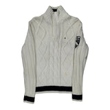 Shield Patch On Sleeve Tommy Hilfiger 1/4 Zip - Medium White Cotton