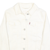 LEVI'S Womens White Cotton Jacket M Woven Button Closure Classic Fit Casual