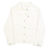 LEVI'S Womens White Cotton Jacket M Woven Button Closure Classic Fit Casual