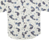 WOOLRICH Mens White & Blue Pattern Cotton Shirt M Casual Printed Summer Button