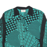 DALIA Womens Black & Turquoise Printed Polyester Blend Shirt M Long Sleeve