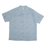 LL BEAN Mens Blue Printed Cotton Shirt L Casual Vacation Wear Summer