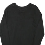 ESPRIT Womens Black Plain Cotton Blend Jumper V-Neck Basic Knit S Casual
