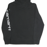 CARHARTT Mens Black Hoodie M Cotton Pullover Drawstring Logo Print