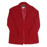 REQUIREMENTS Womens Red Wool Jacket UK 12 Plain Classic Tailored Lapel Collar