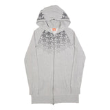 NIKE Womens Grey Cotton Blend Hoodie Dress XL Star Print Zip Casual Comfortable