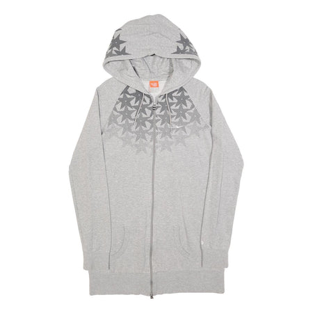 NIKE Womens Grey Cotton Blend Hoodie Dress XL Star Print Zip Casual Comfortable