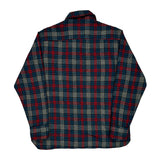 Sears Checked Flannel Shirt - Medium Blue Wool Blend