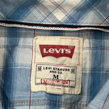 Levis Checked Short Sleeve Shirt - Medium Blue Cotton
