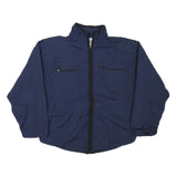 REEBOK Mens Navy Blue Jacket S Polyester Blend Plain Zip Casual Sport